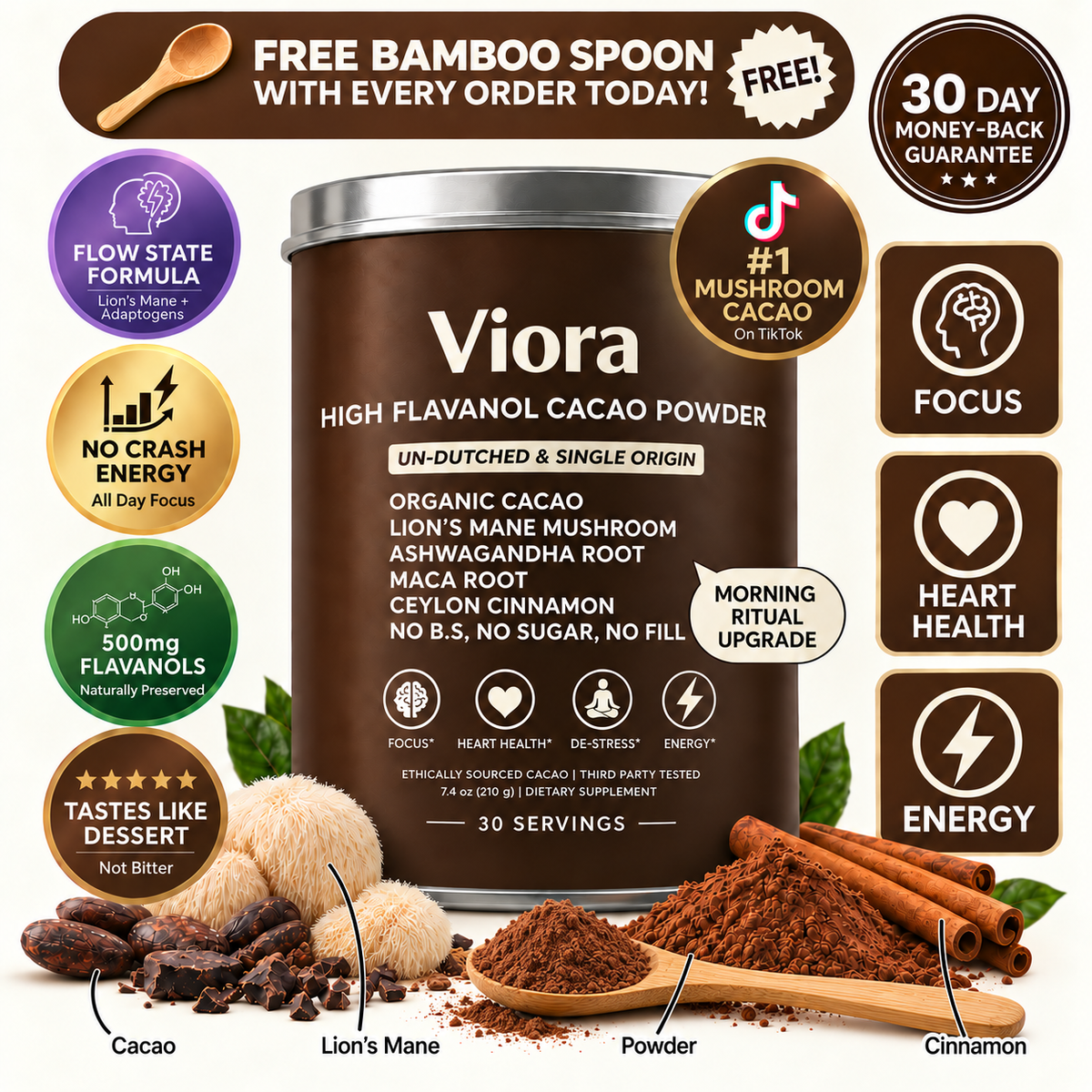 High-Flavanol Cacao for Focus & Calm Energy